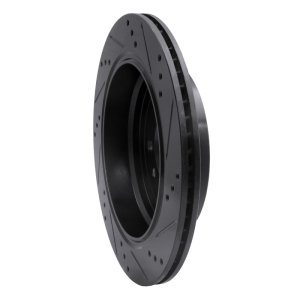 Land Rover LR3 Brake Rotor (1) - Rear Left - R1 Concepts - Drilled & Slotted - Black - `05-`07